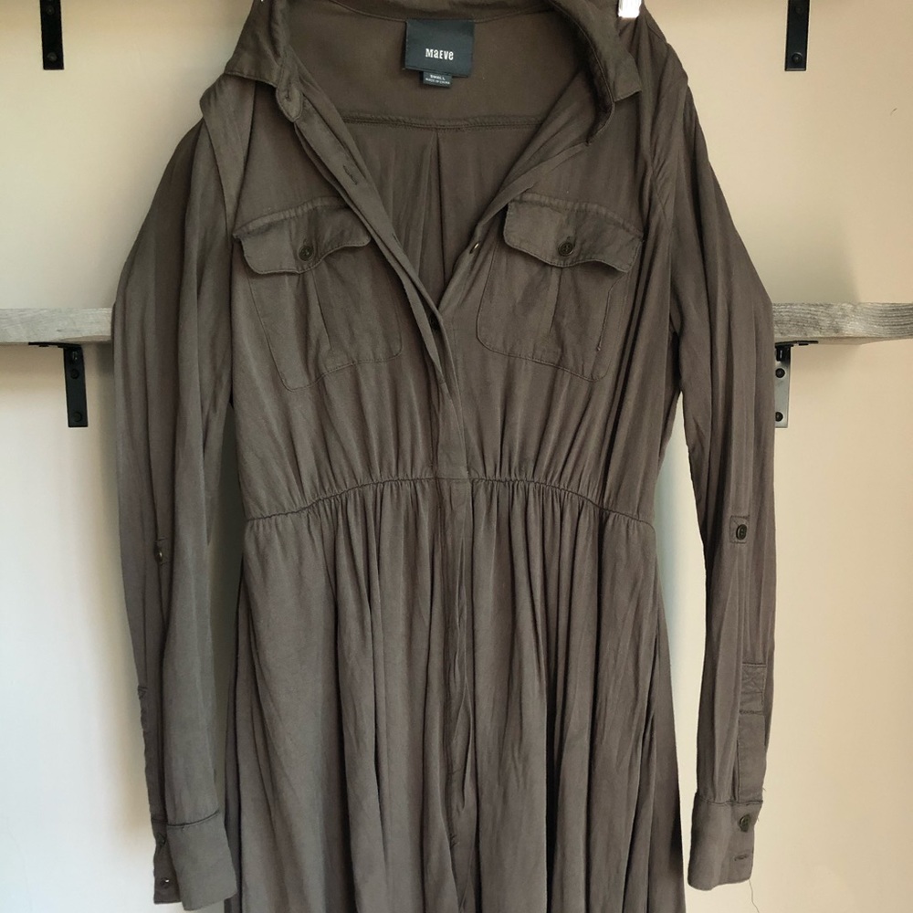 Anthropologie Olive Green Dress